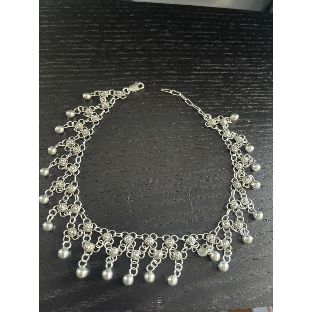 NEW MILOR ITALY STERLING SILVER MULTIPLE BALLS BEADS 9 INCH ANKLET BRACELET - Picture 1 of 8